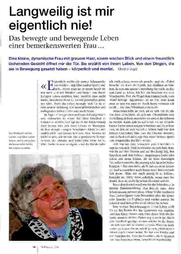 Vorschauseite 1: Langweilig ist mir eigentlich nie!Das bewegte und bewegende Leben einer bemerkenswerten Frau...
