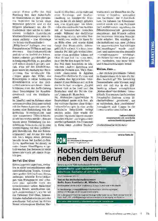 Vorschauseite 2: Aufenthalte in der Klinik gehören zu den privatesten Momenten