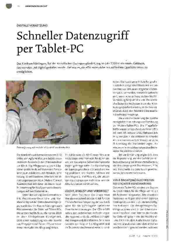 Vorschauseite 1: Schneller Datenzugriff per Tablet-PC