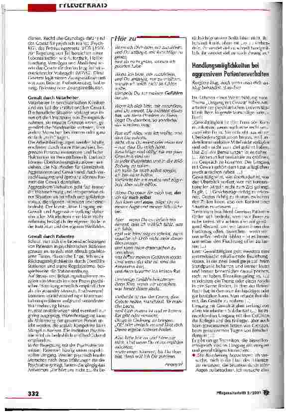 Vorschauseite 2: Vorbeugen fängt mit Zuhören an Aggression und Gewalt im psychiatrischen Alltag