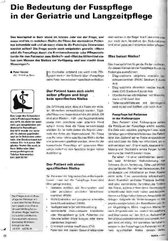Vorschauseite 1: Die Bedeutung der Fusspflege in der Geriatrie und Langzeitpflege