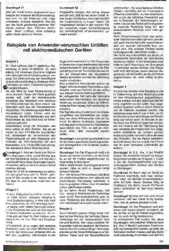 Vorschauseite 2: Medizinische Gerätekunde - 20.Folge (Schluß): 18 Grundregeln für den Umgang mit elektromedizinischen Geräten zur Vermeidung von Unfällen