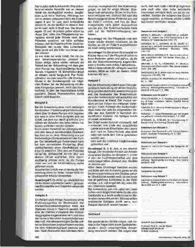 Vorschauseite 3: Medizinische Gerätekunde - 20.Folge (Schluß): 18 Grundregeln für den Umgang mit elektromedizinischen Geräten zur Vermeidung von Unfällen