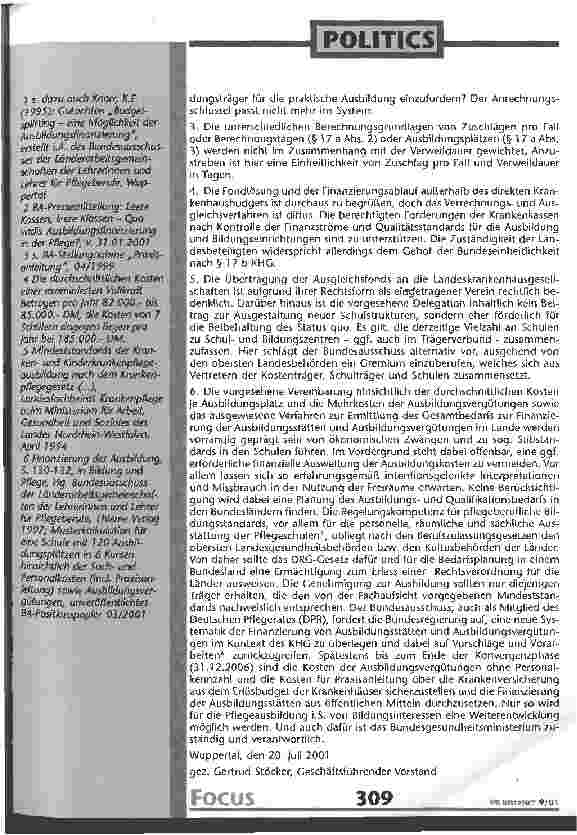 Vorschauseite 3: Gesetz zur Einführung des DRG-Vergütungssystems für Krankenhäuser, Referentenentwurf Stand 12.07.2001