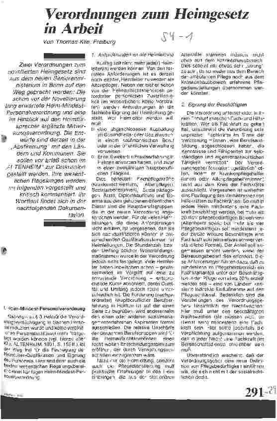 Vorschauseite 1: Verordnungen zum Heimgesetz in Arbeit