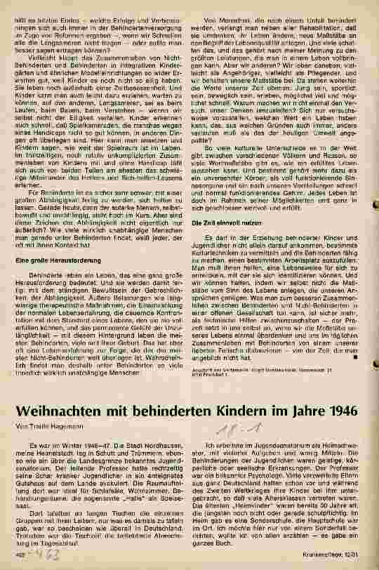 Vorschauseite 1: Weihnachten mit behinderten Kindern im Jahre 1946
