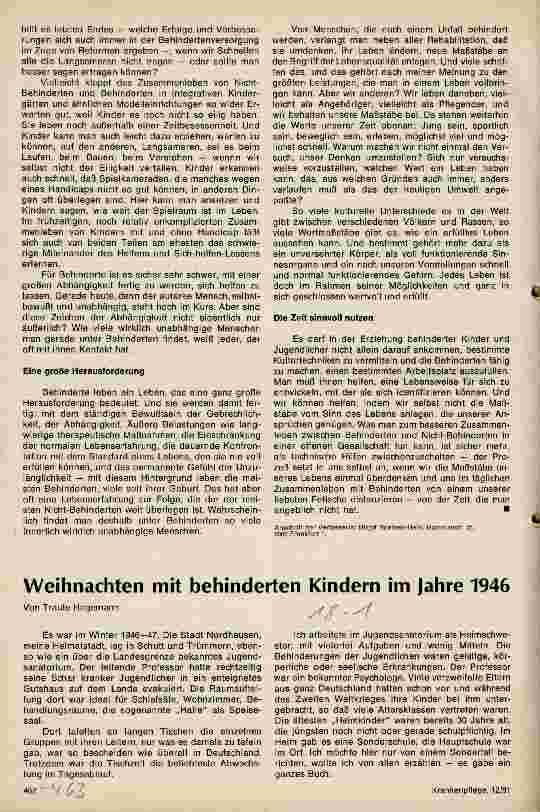 Vorschauseite 2: Weihnachten mit behinderten Kindern im Jahre 1946