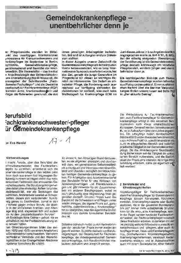 Vorschauseite 1: Berufsbild Fachkrankenschwester/-pfleger für Gemeindekrankenpflege