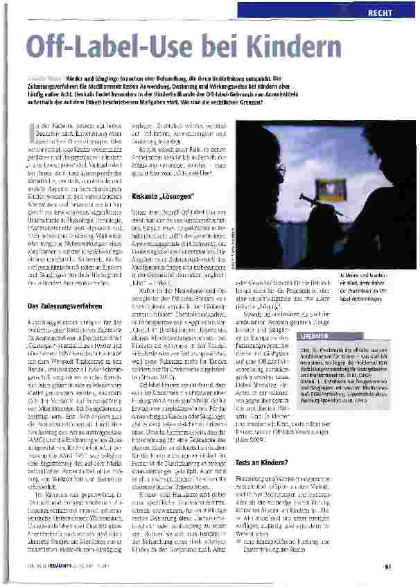 Vorschauseite 1: Off-Label-Use bei Kindern