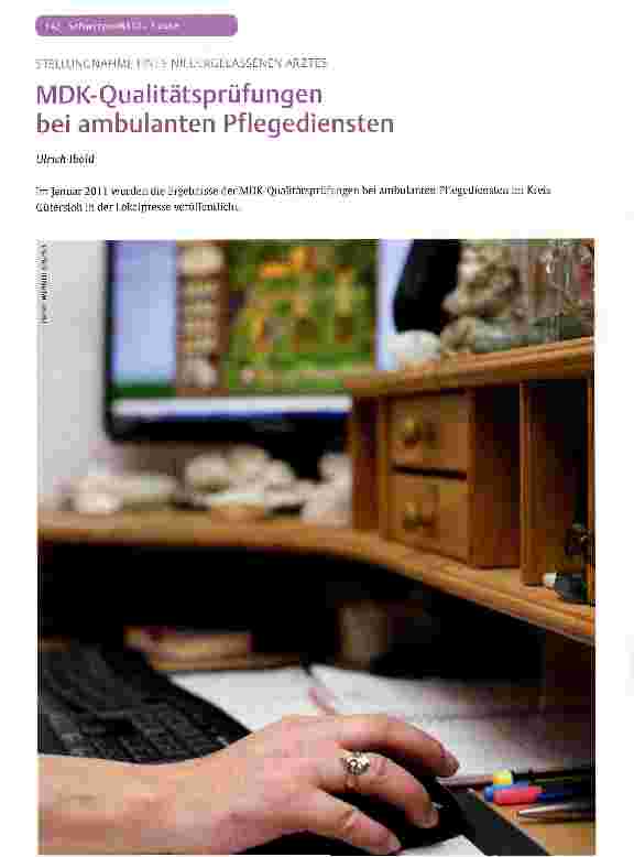Vorschauseite 1: MDK-Qualitätsprüfungen bei ambulanten Pflegediensten