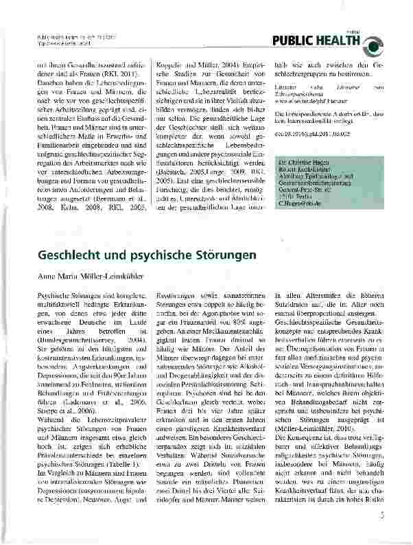 Vorschauseite 1: Geschlecht und psychische Störungen