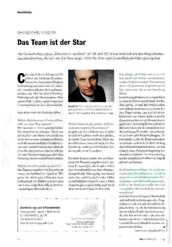 Vorschauseite 1: Das Team ist der Star