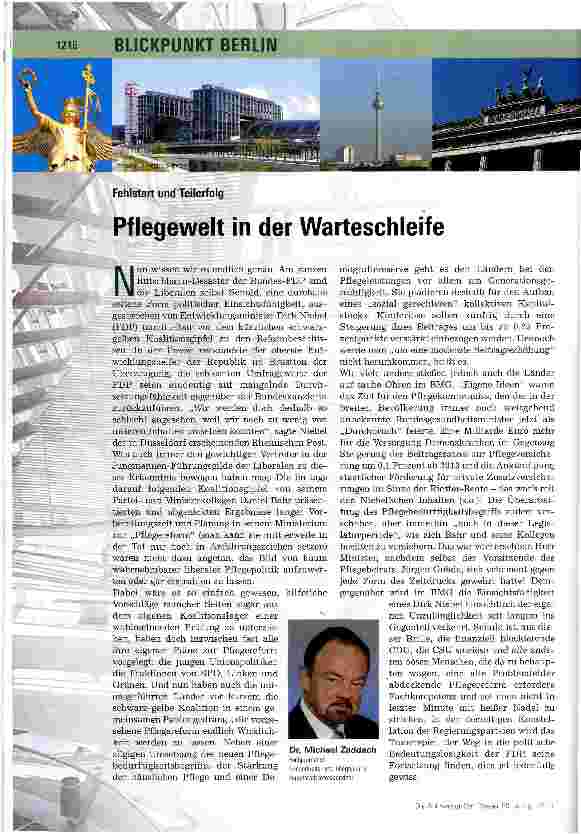 Vorschauseite 1: Pflegewelt in der Warteschleife