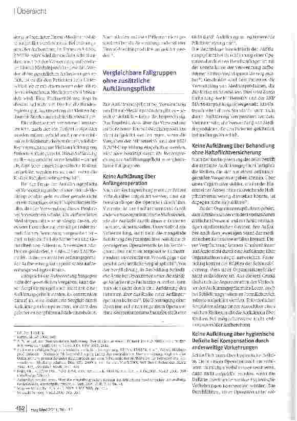 Vorschauseite 4: Anwendung aufbereiteter Einmal-Medizinprodukte: Keine gesonderte Patientenaufklärung