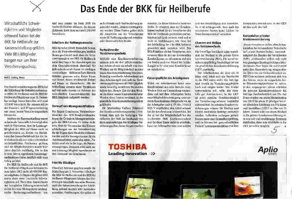 Vorschauseite 1: Das Ende der BKK für Heilberufe