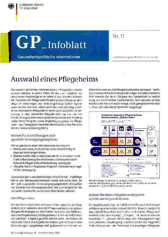 Vorschauseite 1: Auswahl eines Pflegeheims
