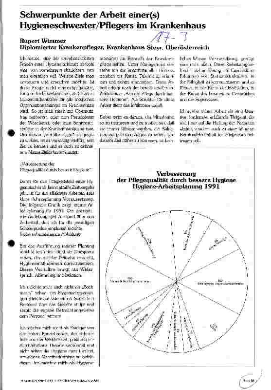Vorschauseite 1: Schwerpunkt der Arbeit einer(s) Hygieneschwester/Pflegers im Krankenhaus