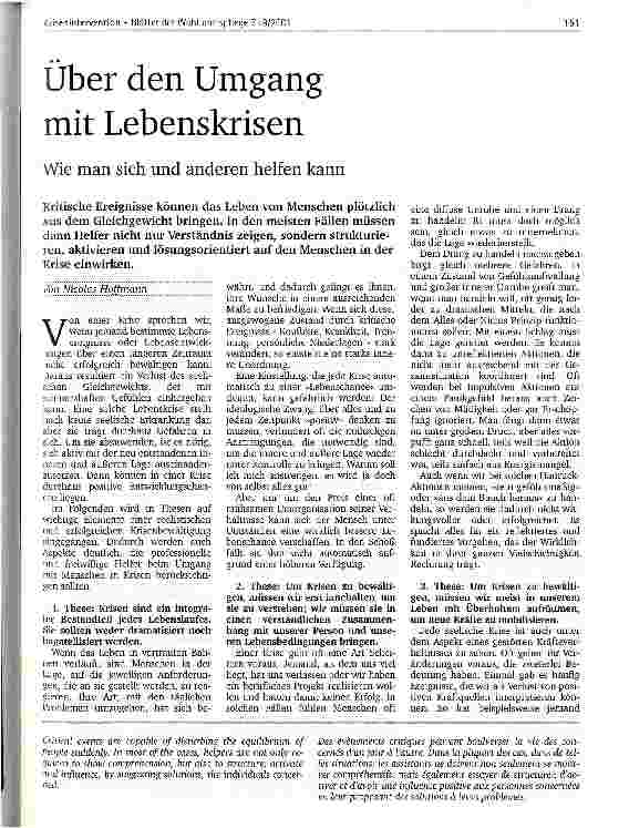 Vorschauseite 1: Über den Umgang mit Lebenskrisen