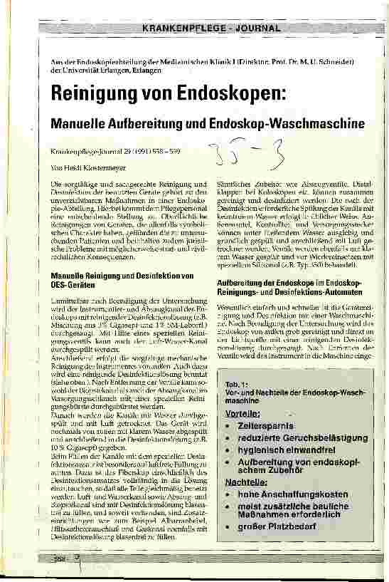 Vorschauseite 1: Reinigung von Endoskopen: Manuelle Aufbereitung und Endoskop-Waschmaschine
