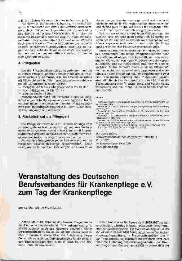 Vorschauseite 1: Veranstaltung des Deutschen Berufsverbandes für Krankenpflege e.V. zum Tag der Krankenpflege