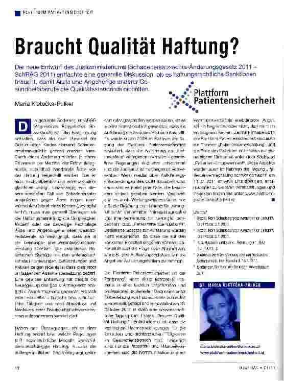Vorschauseite 1: Braucht Qualität Haftung?