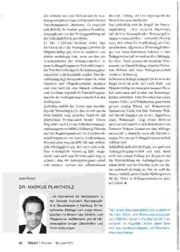 Vorschauseite 5: Rechtliche Stolpersteine alternativer Wohnformen - ein Überblick Teil 2: Landesheimgesetze