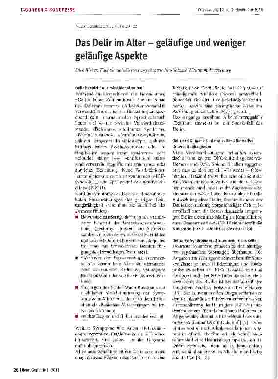 Vorschauseite 1: Das Delir im Alter - geläufige und weniger geläufige Aspekte