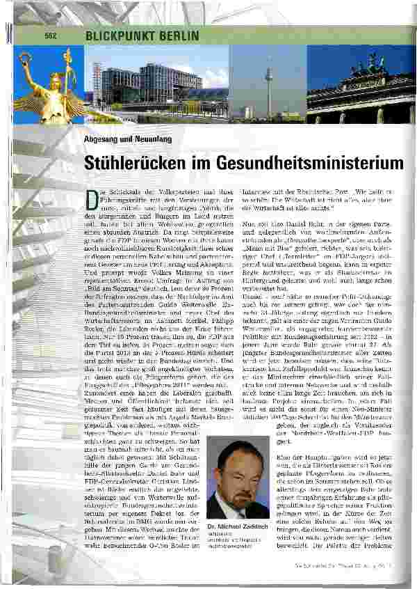 Vorschauseite 1: Stühlerücken im Gesundheitsministerium