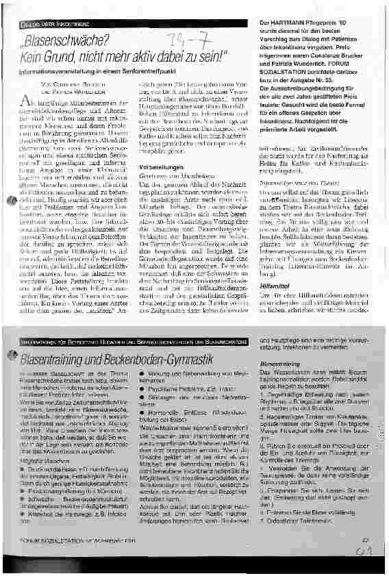Vorschauseite 1: Blasenschwäche? - Kein Grund nicht mehr aktiv dabei zu sein! Informationsveranstaltung in einem Seniorentreffpunkt