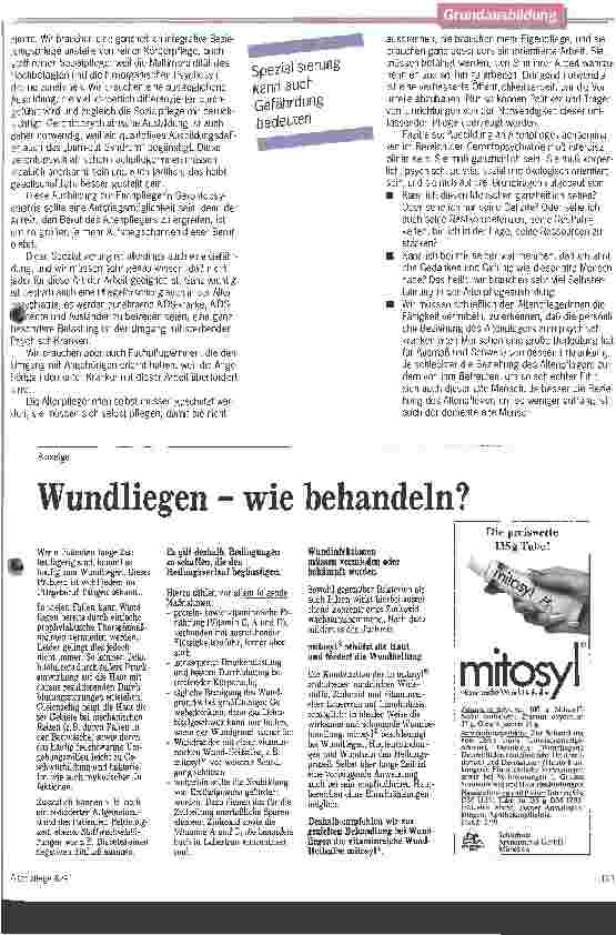 Vorschauseite 5: Das Hick-Hack muß aufhören - Nach gemeinsamer Grundausbildung mit der Krankenpflege - Spezialisierung für die Altenpflege