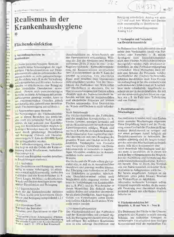 Vorschauseite 1: Realismus in der Krankenhaushygiene