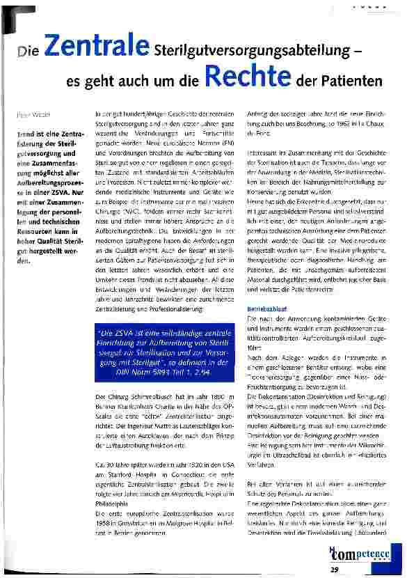 Vorschauseite 1: Die Zentrale Sterilgutversorgungsabteilung - es geht auch um die Rechte der Patienten