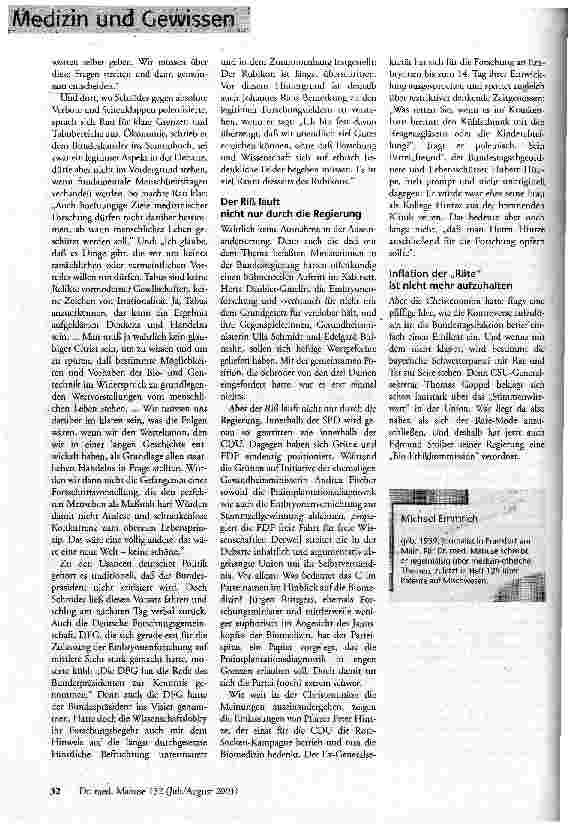 Vorschauseite 4: Abnick-Gremium? Der Nationale Ethikrat