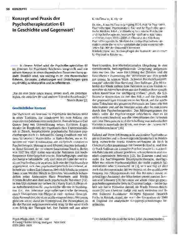Vorschauseite 1: Konzept und Praxis der Psychotherapiestation 61 in Geschiche und Gegenwart