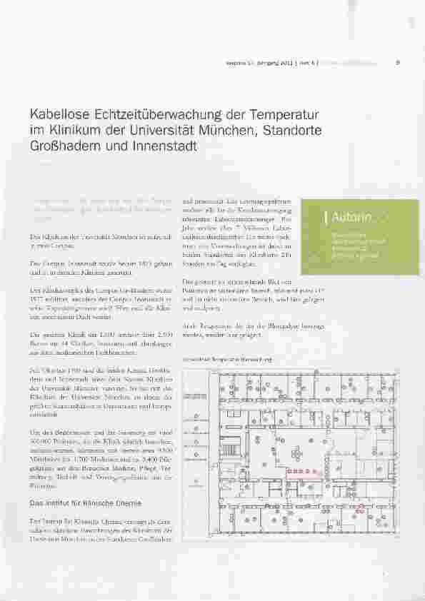Vorschauseite 1: Kabellose Echtzeitüberwachung der Temperatur im Klinikum der Universität München, Standorte Großhadern und Innenstadt