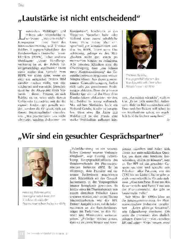 Vorschauseite 1: „Wir sind ein gesuchter Gesprächspartner