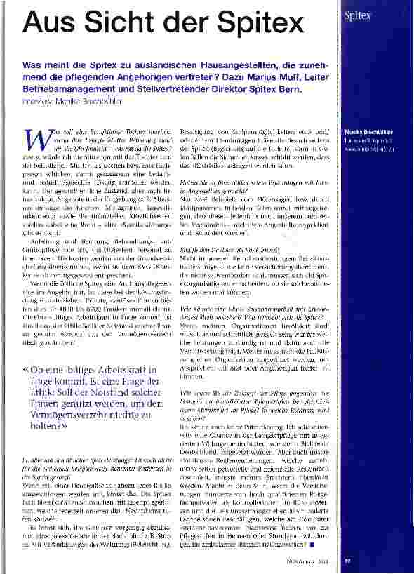 Vorschauseite 1: Aus Sicht der Spitex