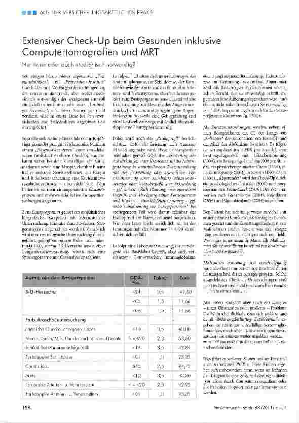 Vorschauseite 1: Extensiver Check-Up beim Gesunden inklusive Computertomografien und MRT