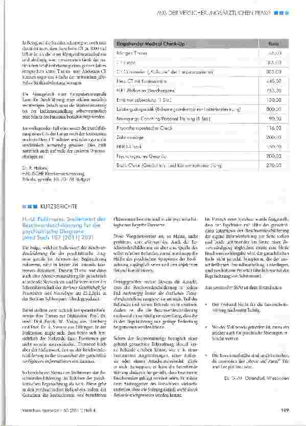 Vorschauseite 2: Extensiver Check-Up beim Gesunden inklusive Computertomografien und MRT