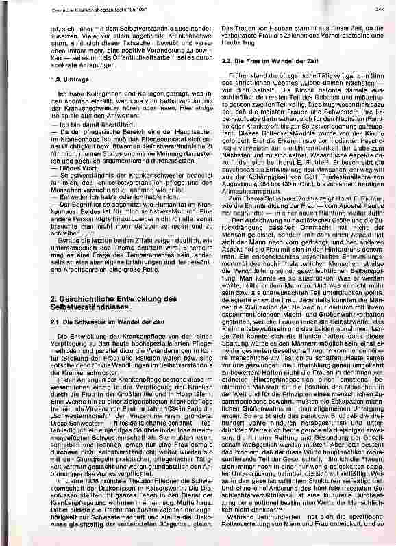 Vorschauseite 2: Selbstverständnis der Krankenschwester