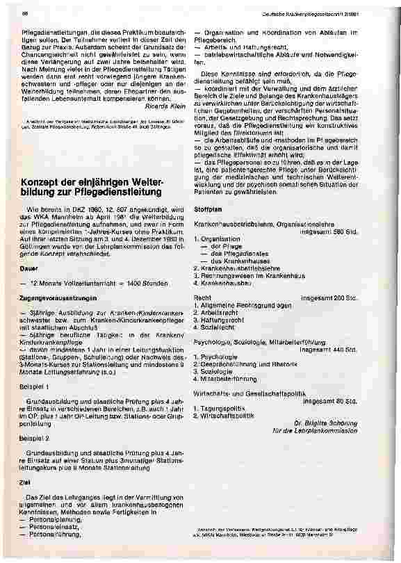 Vorschauseite 2: Einjährige Weiterbildung zur Pflegedienstleitung im Weiterbildungsinstitut für Krankenund Altenpflege e. V. (Mannheim)