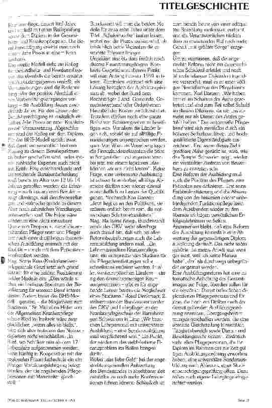 Vorschauseite 2: Ausbildungsreform in der Gesundheitsund Krankenpflege: Kompromiss mit offenen Fragen. ..