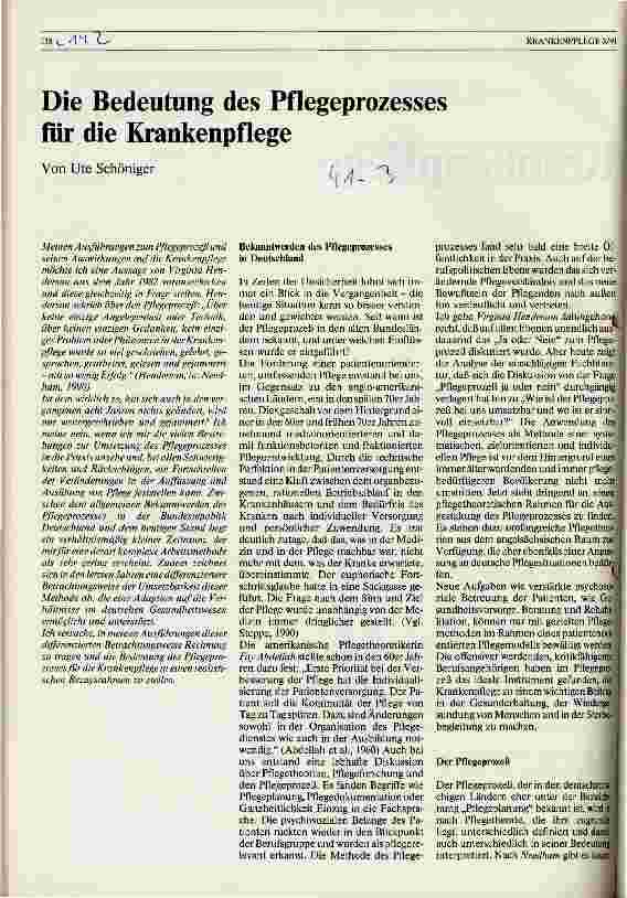 Vorschauseite 1: Die Bedeutung des Pflegeprozesses für die Krankenpflege