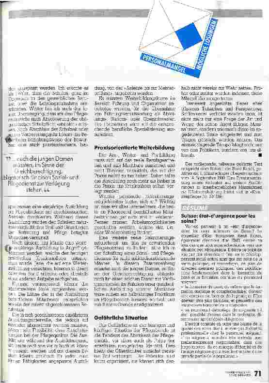 Vorschauseite 3: Ein regelrechter Pflege-Engpass wird kommen Referat über Krankenpflege und politisches Handeln