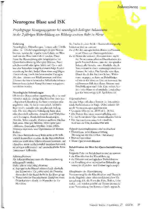 Vorschauseite 1: Neurogene Blase und ISK