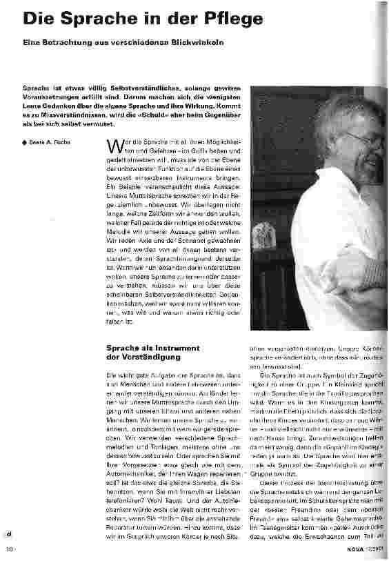 Vorschauseite 1: Die Sprache in der Pflege Eine Betrachtung aus verschiedenen Blickwinkeln