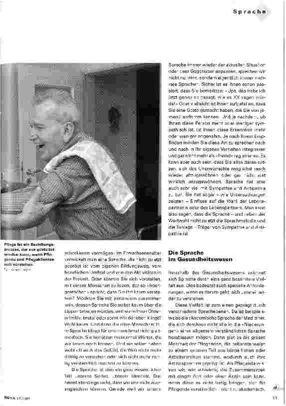 Vorschauseite 2: Die Sprache in der Pflege Eine Betrachtung aus verschiedenen Blickwinkeln