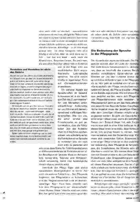Vorschauseite 3: Die Sprache in der Pflege Eine Betrachtung aus verschiedenen Blickwinkeln