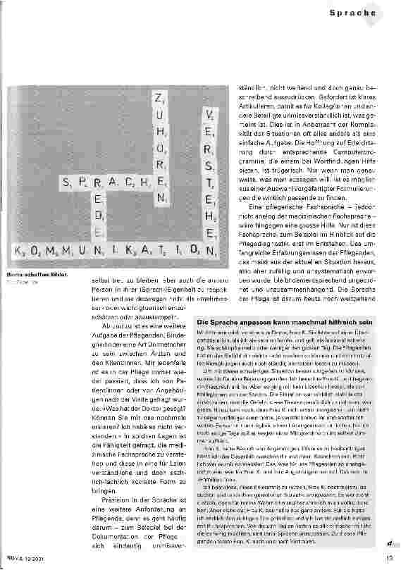 Vorschauseite 4: Die Sprache in der Pflege Eine Betrachtung aus verschiedenen Blickwinkeln