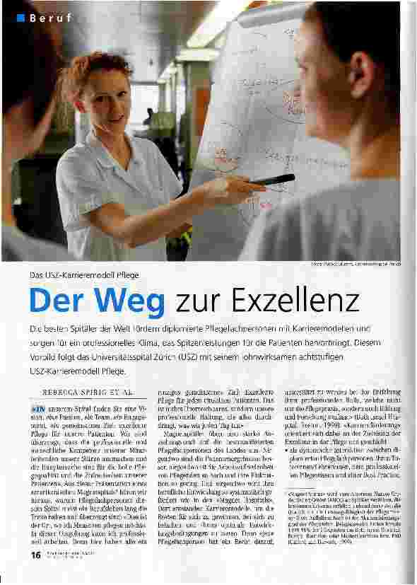 Vorschauseite 1: Das USZ-Karrieremodell PflegeDer Weg zur Exzellenz